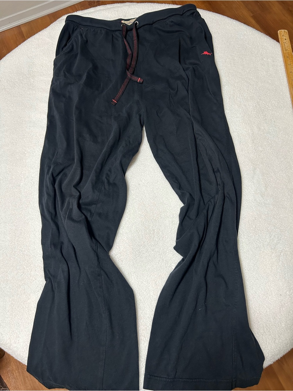 Tommy Bahama Black Drawstring Jogger Pants with Maroon Accents